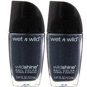 Wet N Wild 2PACK Nail Polish #4850 Black Creme-NEW